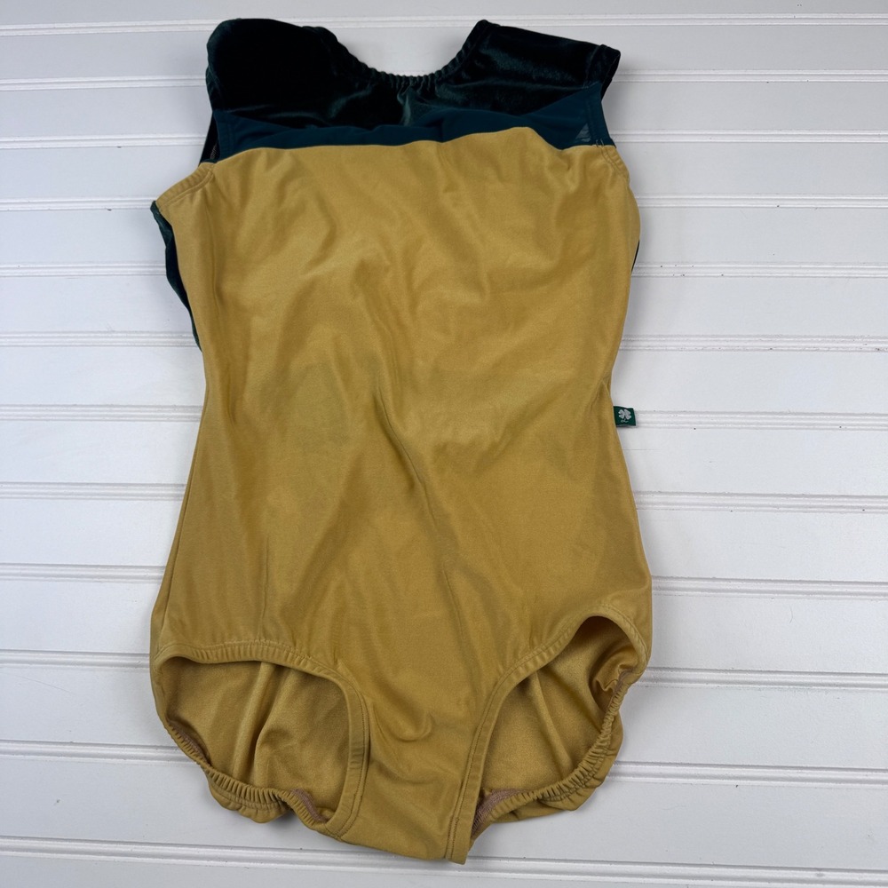 Luckyleo Women's Medium Gold Green Leotard Dancewear Ballet